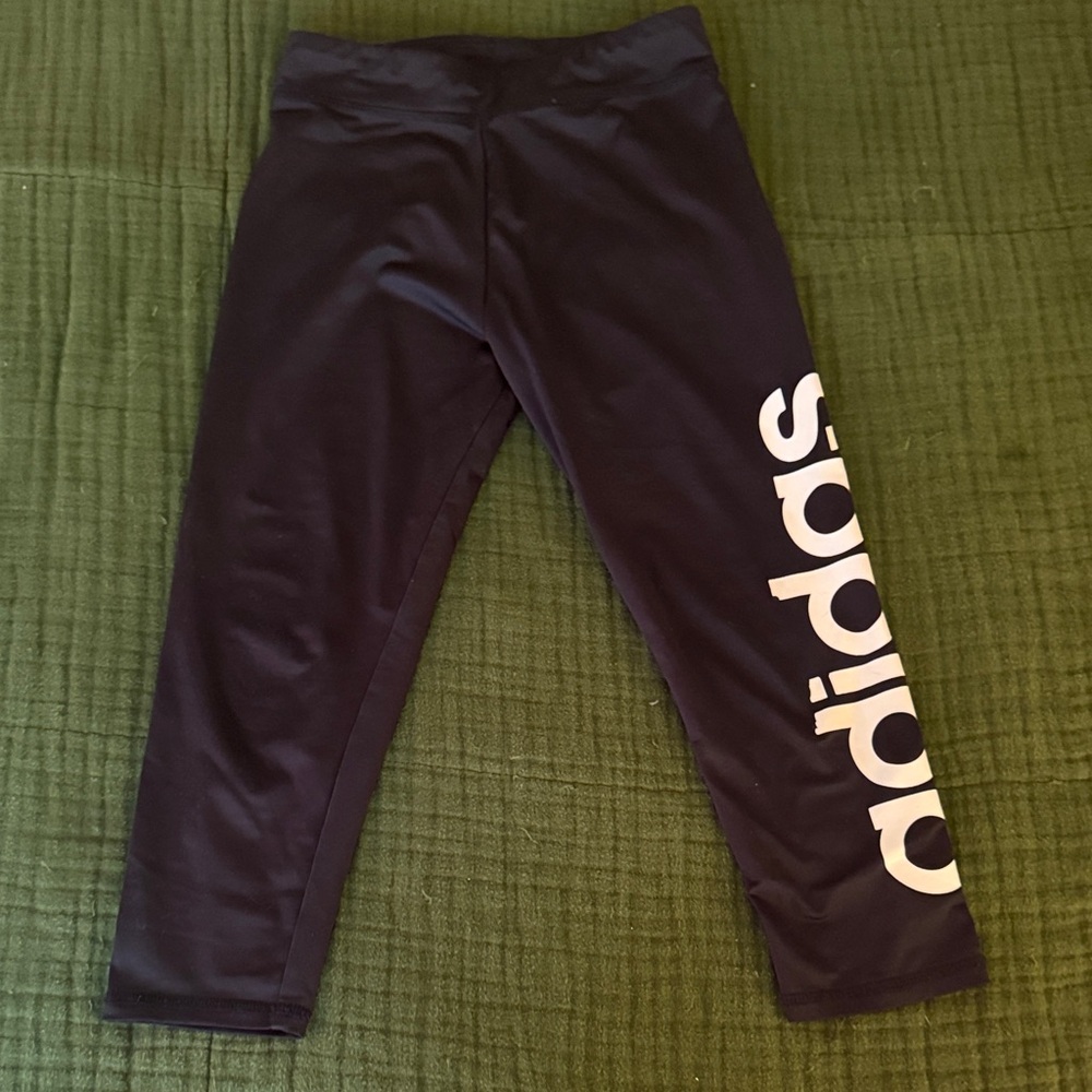 Adidas Kids Dark Blue Leggings with White Branding